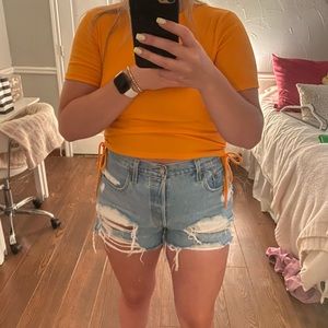 Orange side tie Zara top!